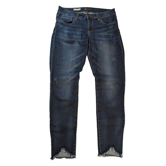 KUT From The Kloth Connie Ankle Skinny Jeans Dark Wash Distressed Raw Hem Size 6 - Picture 1 of 8